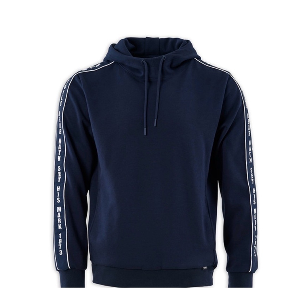 Men's Navy Hoodie with White Stripe Detail